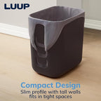 Luup Trash Can (Black) - Reuse Grocery Bags - Plastic Garbage Container for Bathroom, Vanity, Laundry Room, Kitchen, Office, Garage - 2.5 Gallon Wastebasket with Hooks to Secure Trash Bags