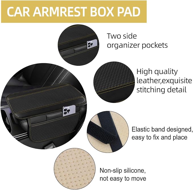 6 PCS Car Steering Wheel Cover Set, Microfiber Leather Steering Wheel Covers Universal 14.5-15 inch, Center Console Cover, Seat Belt Cushion, Cup Holder Coaster, Car Accessories Set Beige