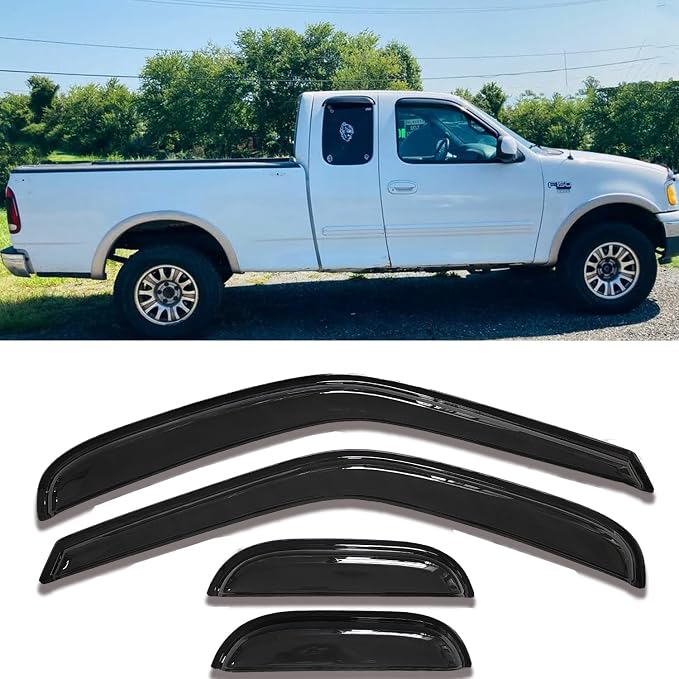 Side Window Visors rain Guards Compatible with 1997-2003 Ford F150 Extended/Super Cab, 1997-1999 Ford F250 Light Duty Extended/Super Cab,Window Vent Sun Shade Truck Accessories
