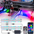 Dreamcolor USB LED Cars Interior Lights Strip Kits, w/Remote & Bluetooth APP Control, Footwell Under Dash RGB Neon Chasing Inside Lights, DIY Music Mode, Universal for Vehicle Trucks UTV ATV