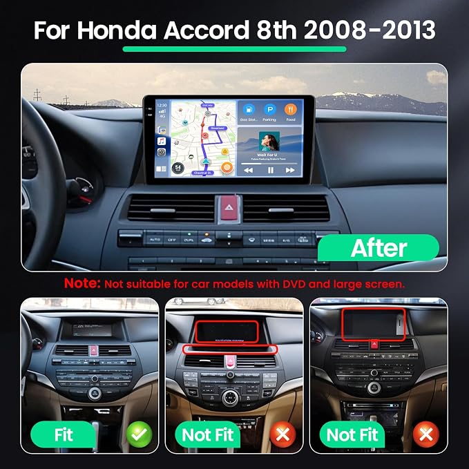 4+64G Android 15 Radio for Honda Accord 8th 2008-2013, 10.1" Touchscreen for Accord 8th Car Stereo, Wireless CarPlay/Android Auto, 5GHz WiFi, Bluetooth 5.0, EQ, GPS, 1280 * 720, Backup Camera