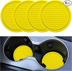 Car Cup Coaster, 4PCS Universal Non-Slip Cup Holders Embedded in Ornaments Coaster, Car Interior Accessories, Yellow