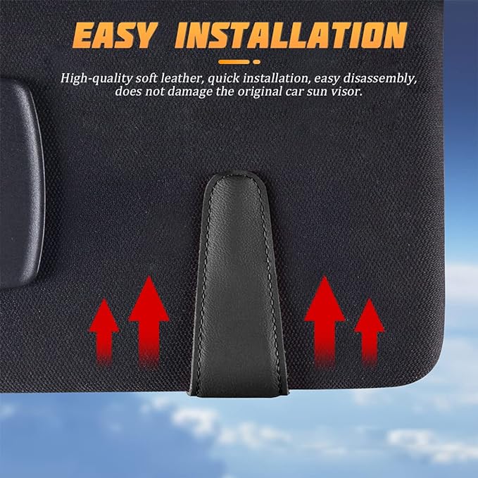 Sunglasses Holders for Car Sun Visor, Leather Eyeglasses Hanger Mounter, Magnetic Glasses Holder and Ticket Card Clip, Auto Interior Accessories Universal for SUV Pickup Truck