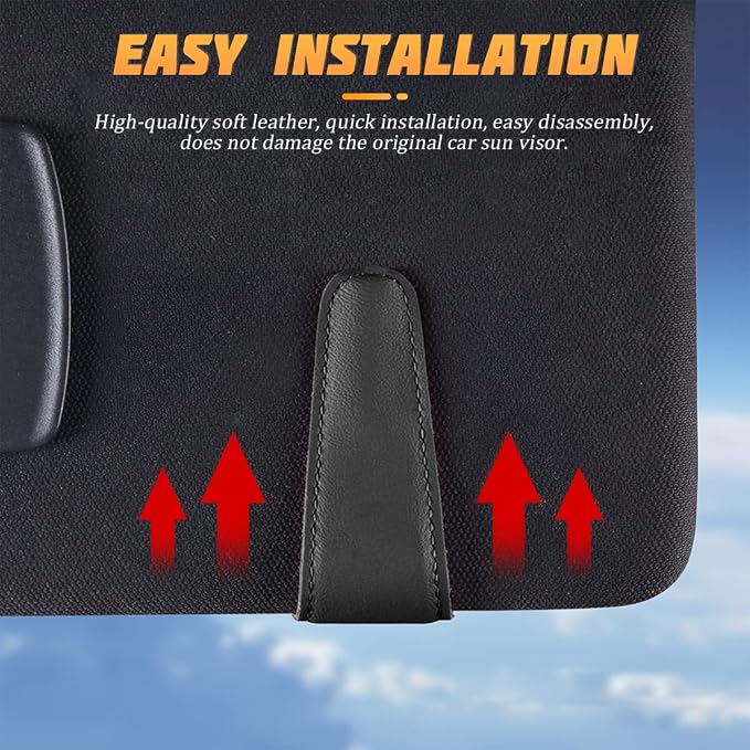 Sunglasses Holders for Car Sun Visor, Leather Eyeglasses Hanger Mounter, Magnetic Glasses Holder and Ticket Card Clip, Auto Interior Accessories Universal for SUV Pickup Truck