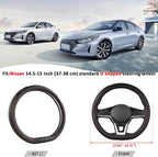Customized Auto Car Steering Wheel Cover for Nissan,D Shaped Steering Wheel Cover for Rogue,Altima,Kicks (D-Shaped-Black+Red Line)