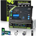 【 】 Single Din Touchscreen Radio with Wireless CarPlay, 7 inch QLED Android Auto Screen for car,Motorized Flip Out Car Stereo Upgrade Fast Charging(QC/PD 3.0)/AM/FM/DSP/AHD (S7012)