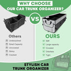 Car Trunk Organizer with Insulated Grocery Bag- 110L High Capacity Car Storage Box, with 4 Compartments, Reflective Strip, Cover, for Auto, SUV, Truck, Minivan