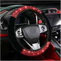 Bling Steering Wheel Cover Fluffy Red Rhinestone for Women Girls | Diamond Elastic Car Steering Wheel Accessories Sparkling Fur Steering Wheel Protector Winter Warm Universal Fit 14"-15"