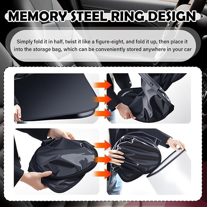 Car Windshield Sun Shade Compatible with Tesla 2017-2026 Model 3/Y,Oxford Cloth Car Sunshades for Windshield for Heat Insulation with Storage Bag,Foldable Sunshade for Cars Windshields