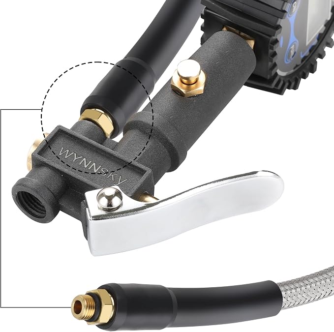 21’’ Tire Inflator Gauge Hose Replacement, 3/8-24 UNF Threads