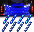 Blue LED Truck Bed Light Kits Rock Lights with On/Off Switch, for Pickup Footwells, Running Boards, Cargo, Under Car, Tonneau Cover, Rail Lighting - 8 PCs