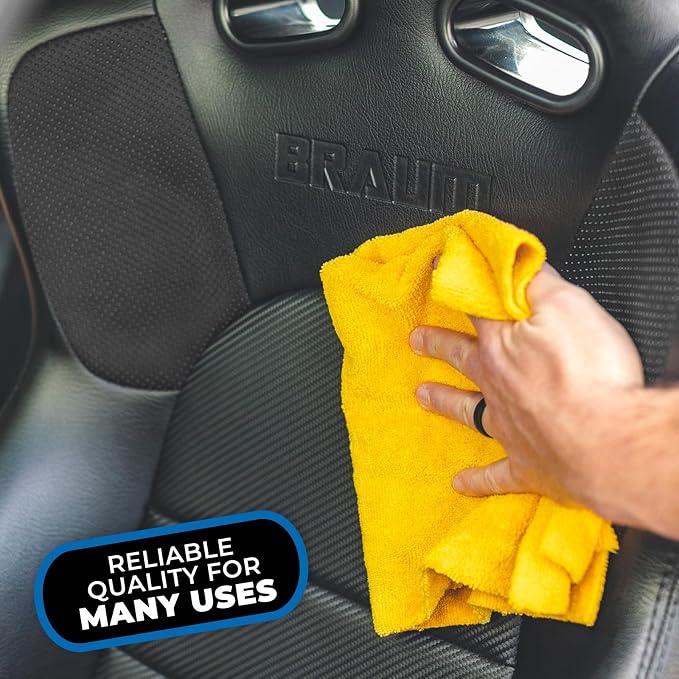 Edgeless 365 Microfiber Towels (10-Pack) Premium 70/30 Blend, Professional Polishing, Wax Removal, Auto Detailing, 365gsm, 16in x 16in, Gold