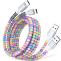 USB A to USB C Cable 2Pack 3FT,Beaded Phone Charger Cord for iPhone 17 16 Pro Max 17e 15 Car play,Type C Cute Car Charger Charging Cord for iPad 10 11th A16/Samsung S26 S25 S24 S23/Android Girls Women