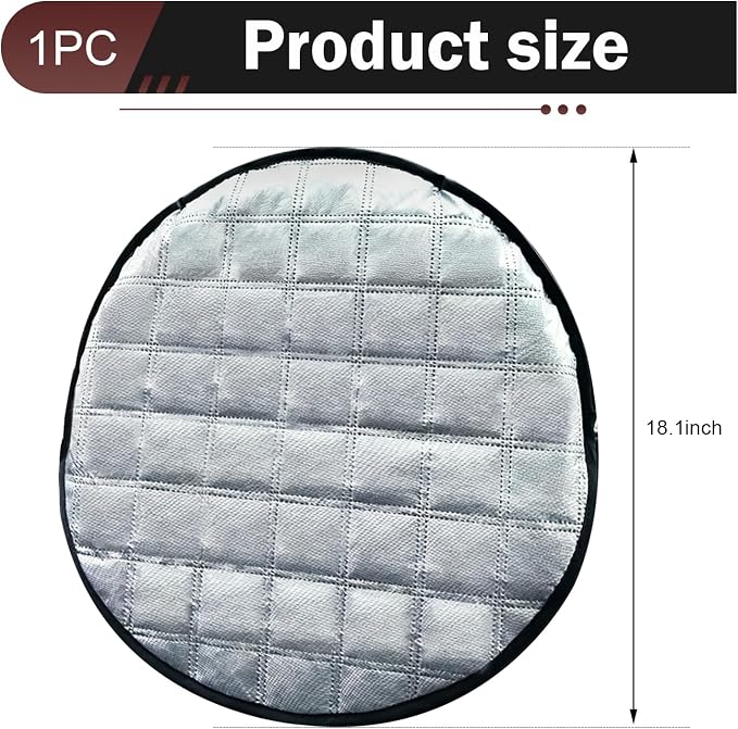 1 PC Car Steering Wheel Sun Shade, 16.93" Aluminum Foil Material Car Driving Handle Cover, Thickened Slip-on Steering Wheel Sunshade Protector, Universal for Most Cars SUVs Trucks (Silver)