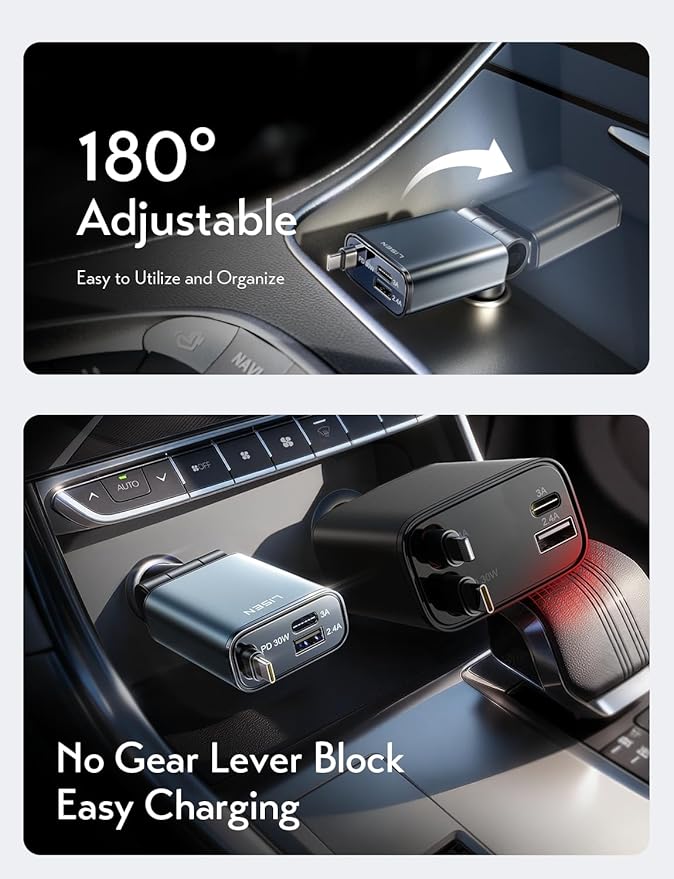 Car Charger USB C Fast Charge, [Single-Port] Retractable Car Charger USB C, RV Power Adapters for Women Men Phone Type C Charging for iPhone 17 Pro Max 16 15 Samsung S26 S25, MacBook Neo