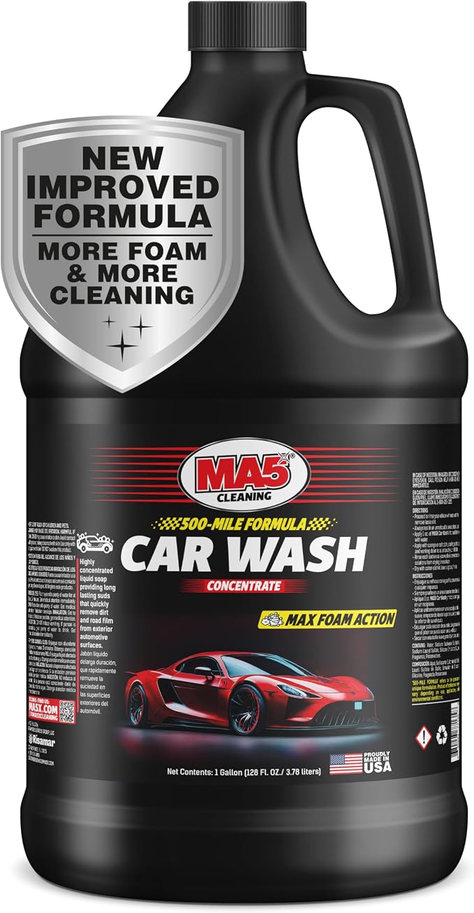 MA5x Car Wash Soap | Concentrated, pH Balanced | High Performance Foaming Car Wash Soap | Gallon | Pack of 1