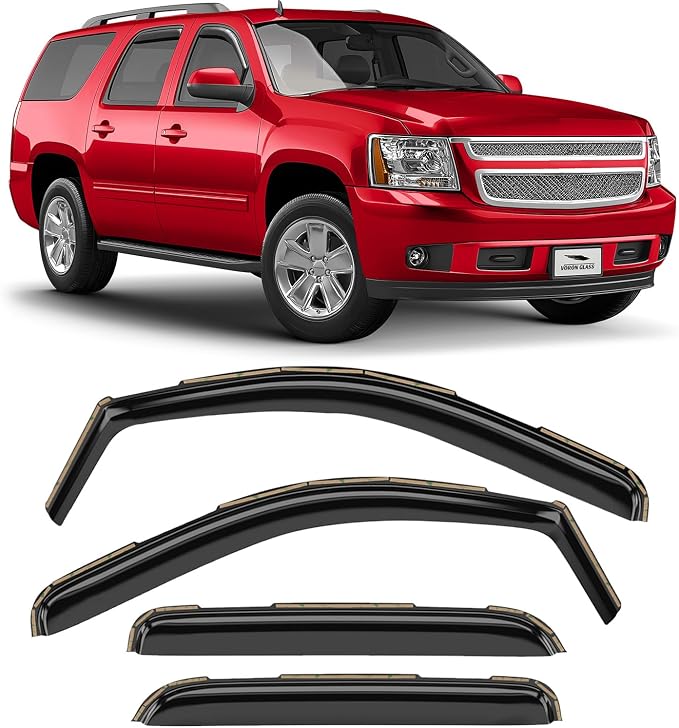 Voron Glass in-Channel Extra Durable Rain Guards for Chevrolet (Chevy) Suburban 1500 2007-2014/Suburban 2500 2007-2013, Window Deflectors, Vent Window Visors, 4 Pieces - 200267