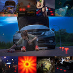 GP906B Rechargeable LED Road Flares Emergency Lights Kit Roadside Warning Car Traffic Safety Beacon Flashing Disc Flare 9 Modes Strobe with Magnetic Base for all vehicles，6 Pack