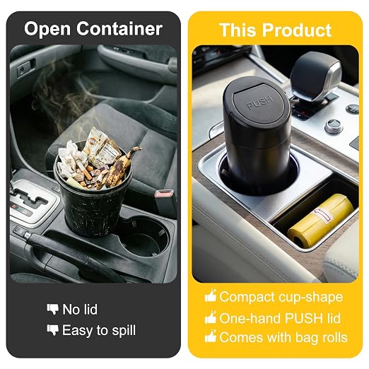 Car Trash Can, 2 Pack Leakproof Mini Garbage Bin with Lid, 40 Bags | Leakproof, Mini, Garbage Bin with Lid