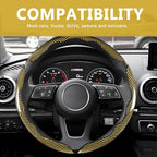 3pcs Universal Carbon Fiber Steering Wheel Cover - Anti-Slip & Segmented Design, Universal 99% Durable Steering Wheel Protector for Men and Women, Car Interior Accessory (Yellow)