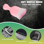 Car Interior Detailing Brush, Curved Soft Bristles Vehicle Removal Dust Collectors, Scratch-Free Automotive Cleaning Tool Accessories, Universal for Truck SUV Sedan (Pink Handle/White Bristle)