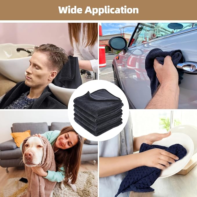 Shiny Wipes Shower Cleaning Cloth - 5 Pack 16 x 16 inch Ultra Absorbent Car Drying Towel, Shiny Wipes Drying Towel Microfiber Cleaning Cloth for Car, Bath & Househood