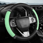 Bling Car Steering Wheel Cover, 15 Inch Rhinestones Soft Leather Elastic Steering Wheel Protector, Sparkly Crystal Diamond for Women, Car Interior Accessories for Most Cars (Green)