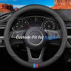Deer Route Custom-Fit for Nissan Steering Wheel Cover, Premium Leather Car Steering Wheel Cover with Logo, Non-Slip, Breathable, for Nissan Accessories (C-Style,for Nissan)