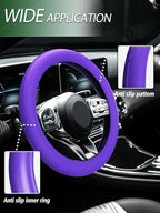 Car Steering Wheel Cover, Non-Slip Silicone Material, Multiple Color Choices, Universal Auto Parts Steering Wheel Cover, Suitable for Most Cars (Purple)