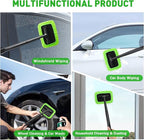 XINDELL Windshield Cleaning Tool, Driver-Control Long Reach Car Window Cleaner with Ergonomic 22" Handle & Microfiber Pads, No Streak Auto Glass Cleaner for Interior Windshield, SUV, Truck & Car Glass