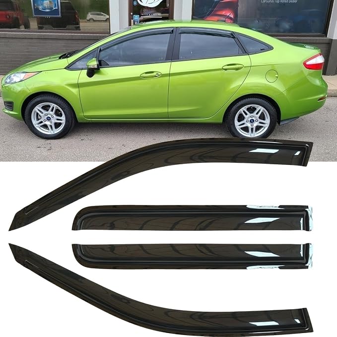 4pcs Original Shatterproof Rainproof Side Window Wind Deflectors for 2009-2019 Ford Fiesta(Sedan & Hatchback),Rain Guards,Nice Looking Window Visors for Cars,Vent Deflector 94547