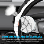 Car Steering Wheel Cover, 15 Inches Non-Slip Leather Steering Wheel Protector, Universal Soft Cover Mats for Car Truck SUV Interior Accessories (White)