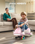 N7 Pro Electric Wiggle Car, Rechargeable Battery, CyberWiggle, 2 in 1 Swing Car, 2 Speeds Max 4 Mph, Anti-Rollover, Flashing Wheels, Bluetooth, Ages 3+, 150 Lbs,Pinkish White