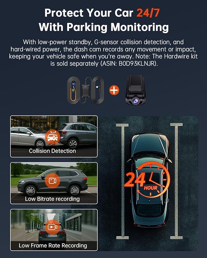 4K+1080P Dash Cam Front and Rear, Built-in WiFi GPS, 32GB SD Card Included | 2.0" IPS Screen, App Controls, Night Vision, 170° Wide Angle, G-Sensor Lock, Loop Recording, 24H Parking Mode, Quick Install