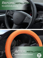 Car Steering Wheel Cover, Non-Slip Silicone Material, Multiple Color Choices, Universal Auto Parts Steering Wheel Cover, Suitable for Most Cars (Orange)