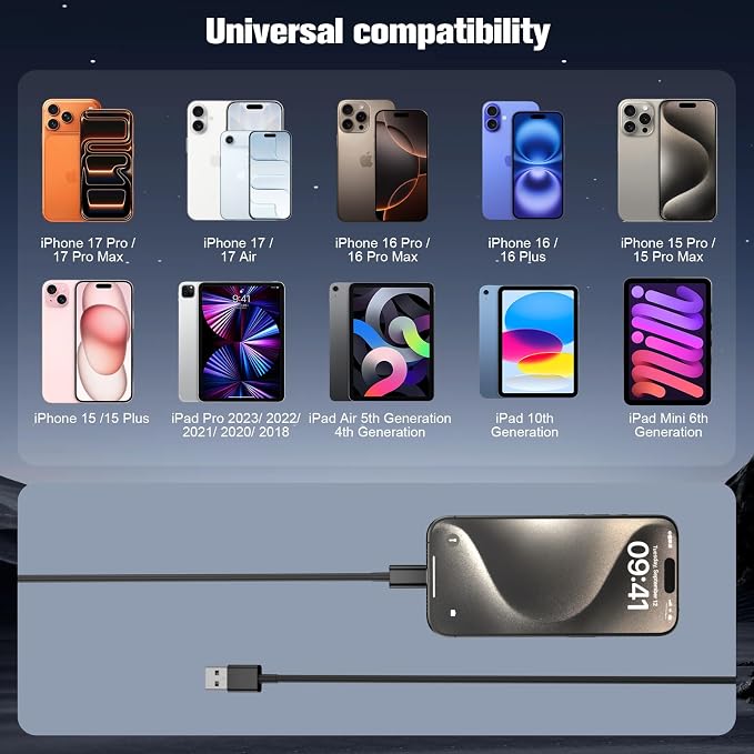 Car Carplay Cable for iPhone 17/16/15,iPhone 16/15 Plus17/16/15 Pro 17/16/15Pro Max charger,USB A to USB C for Carplay USB C Cord, iPad USB C Cable 10th, iPad Air Car Charger Cable Cord 3FT (Black)