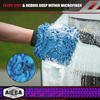 AIDEA Car Wash Mitt Microfiber, 2PK, Car Wash Brush, Blue, 8' X12'' | Scratch Free Lint Free Premium Chenille Microfiber Mitt, Cleaning Supplies, Extra Large Size