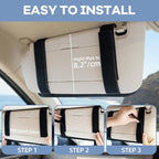Car Sun Visor Organizer, Heavy Duty MOLLE Storage Pouch with Zipper Pockets, Elastic Straps and Glasses Clip, 1000D Nylon Tactical Visor Organizer for Car/SUV/Truck