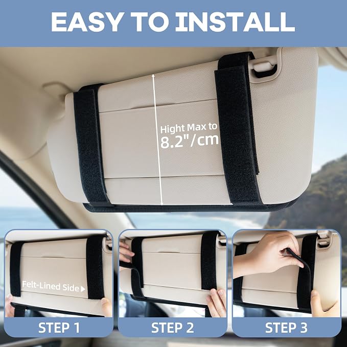 Car Sun Visor Organizer, Heavy Duty MOLLE Storage Pouch with Zipper Pockets, Elastic Straps and Glasses Clip, 1000D Nylon Tactical Visor Organizer for Car/SUV/Truck