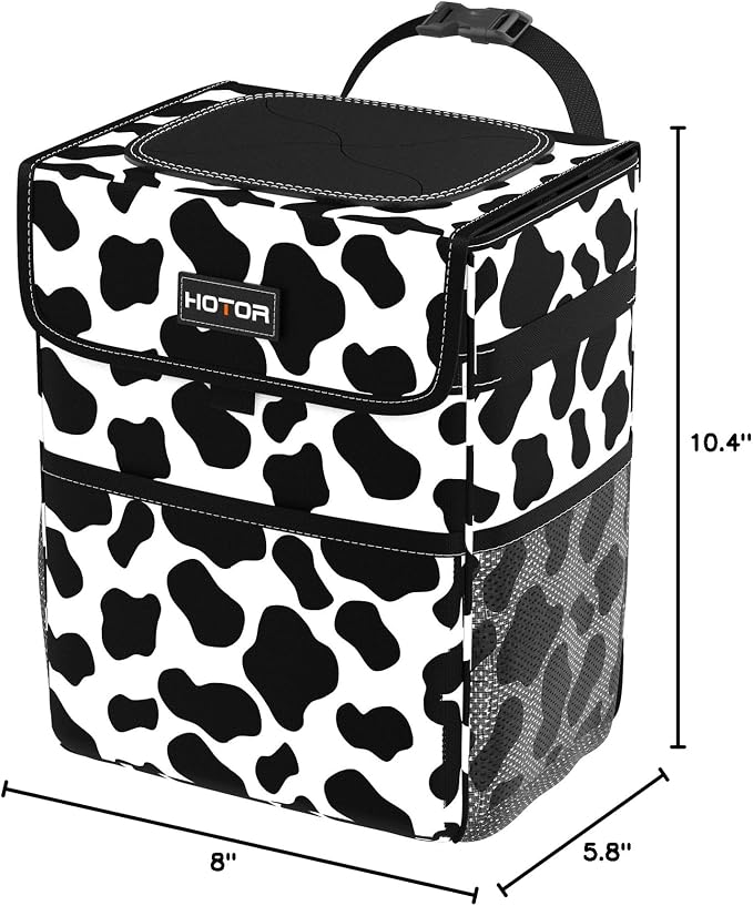 Car Trash Can - Leak-Proof Car Organizer and Storage Bag for The Back/Front/Console of Any Cars,Sedans, SUVs & Trucks Easy-to-Install Car Accessory Interior, Cow Print