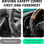 Car Steering Wheel Cover, 14.5-15inch Leather Anti-Slip Car Wheel Cover Protector, Safety Comfortable Desgin, Universal Auto Steering Wheels Accessories for Cars Truck SUV (Beige)