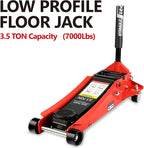 3.5 Ton Low Profile Trolley Floor Jack,Professional Steel Racing Jack with Dual Pistons Quick Lift Pump,Red Heavy Duty Hydraulic Lifting Range 4''-21'',3.5 (7,000 lb) Capacity