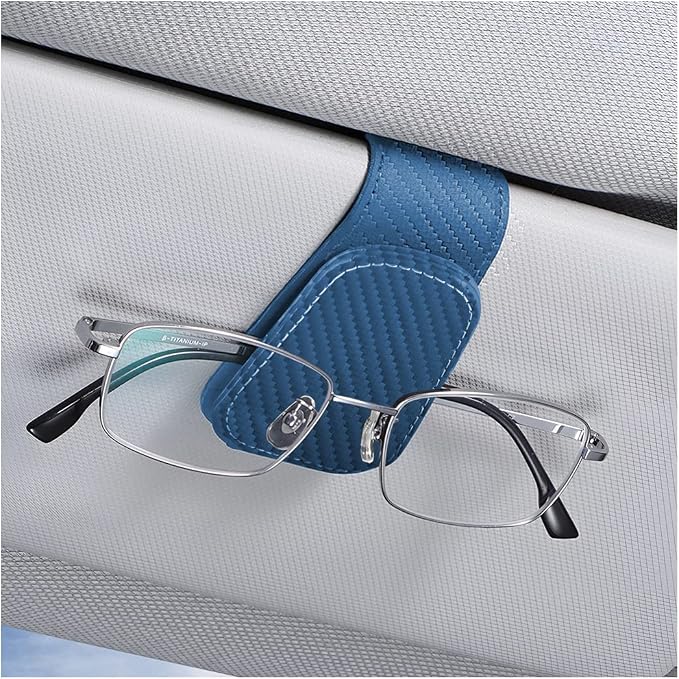 Sunglasses Holders for Car Sun Visor, Leather Eyeglasses Hanger Mounter, Magnetic Glasses Holder and Ticket Card Clip, Auto Interior Accessories Universal for SUV Pickup Truck