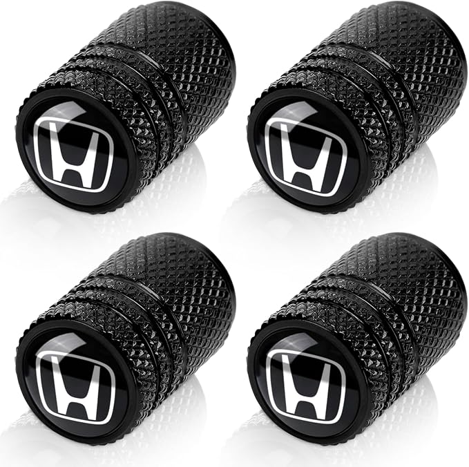 4pcs Tire Valve Stem Caps, Compatible with Honda Series Stem Cap Universal Car Air Cover Car Accessories for Cars, SUV, Truck, Motorcycles Black