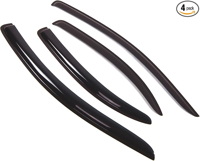Outside Mount Window Vent Visors Rain Guards Compatible with Chevrolet Aveo 2007-2010 | Side Window Wind Deflectors Rain Shields | Smoke Tinted, 4 Pcs Set, DGWV-059