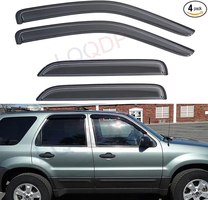 4pcs Front+Rear Smoke Sun/Rain Guard Outside Mount Tape-On Window Visors Compatible with 01-12 Escape 08-11 Tribute 05-11 Mercury Mariner