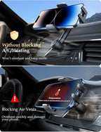 Phone Mount for Car Vent: [Never Blocking] Air Vent Cell Phones Holder for iPhone & Samsung Android Smartphone [Thick Cases Friendly] Hands-Free Auto Mobile Phone Stand (Acrylic)