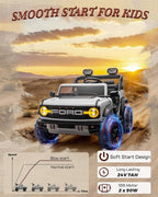 Licensed Ford Bronco Raptor 24V 2 Seater Kids Ride on Toys, Battery Powered Electric Ride on Car, Remote Control Electric Car w/Led Lights, Music, High Low Speed (24V, White)