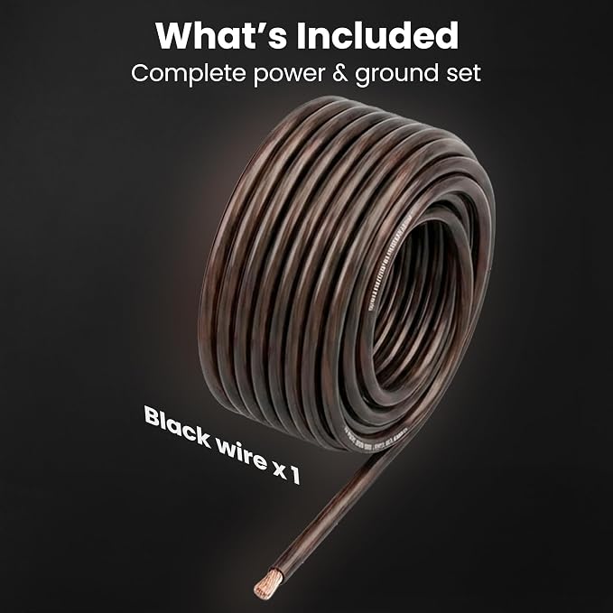 4 Gauge Wire (25ft - Black Translucent) Copper Clad Aluminum CCA - Primary Automotive Wire Power/Ground, Battery Cable, Car Audio Speaker, RV Trailer, Amp, Electrical 4ga AWG 25 Feet