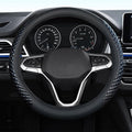 Coverado Nappa Leather Steering Wheel Cover Universal 14-15 Inch Anti-Slip Breathable Steering Wheel Protector Luxury Auto Decor for Men Women Blackline